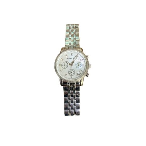 Michael Kors Watch Silver Ritz Mother of Pearl MK5020 WORKS NEEDS NEW BATTERY